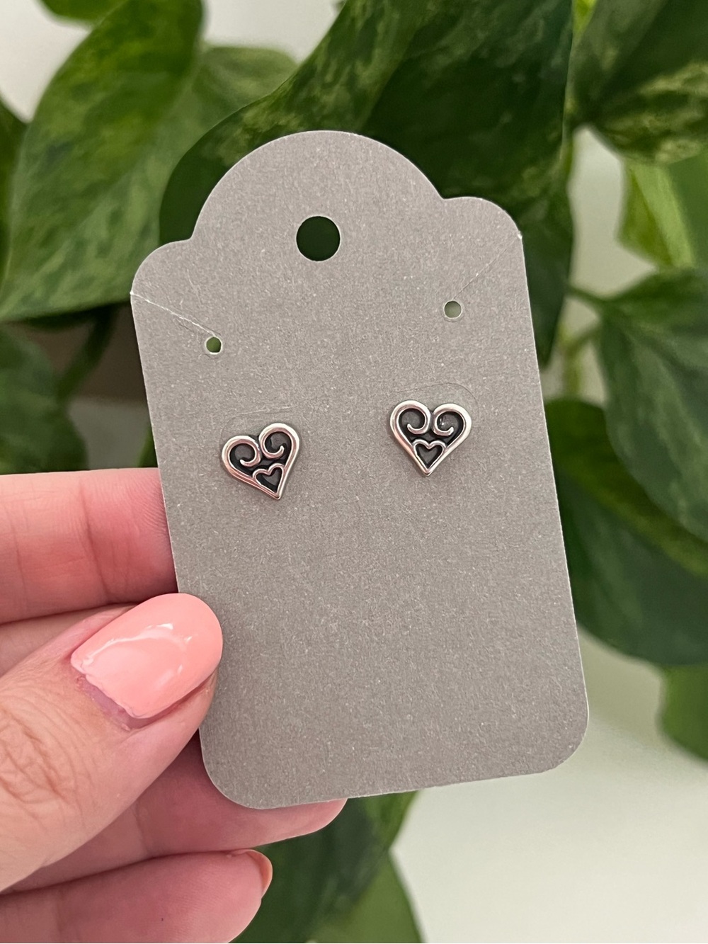 NEW Sterling Silver Filigree Heart Stud Earrings, 925